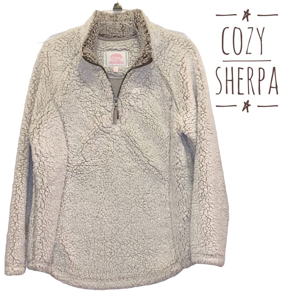 Cozy Sherpa Brand Sherpa Quarter Zip Pullover Oatmeal XL